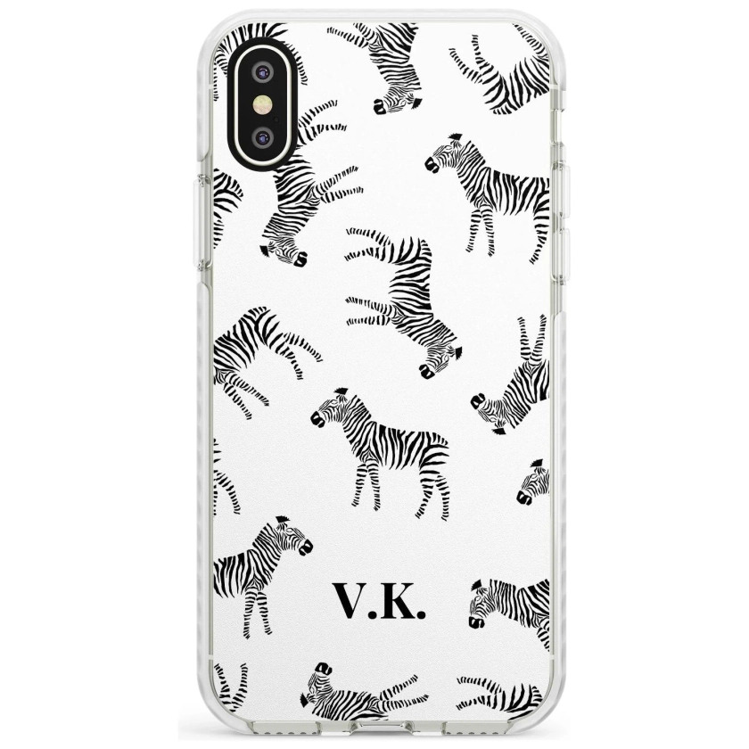 Personalised Zebra Pattern iPhone Case - iPhone XS MAX / Clear Impact Case - Blanc Space