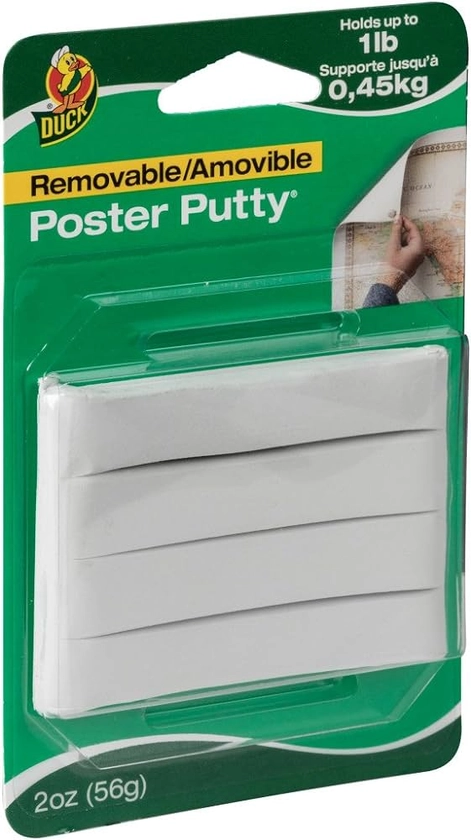 Amazon.com : Duck Brand Reusable and Removable Poster Putty for Mounting, 2 oz, White (1436912) : Adhesive Putty : Office Products