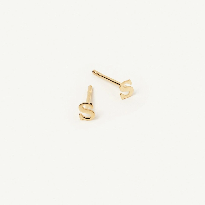 14K Solid Gold Personalized Initial Stud Earring for Women Custom Dainty Single Letter Earring 14K Real Gold Jewelry Personalized Gift - Etsy