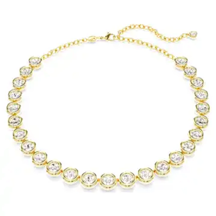 Collier Tennis Imber, Taille ronde, Blanc, Placage de ton or