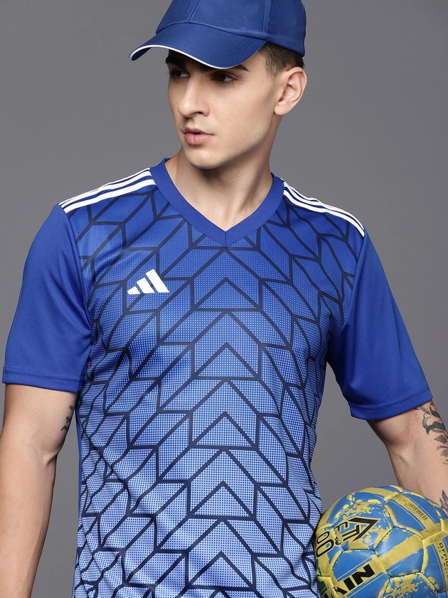 ADIDAS Geometric Printed Slim Fit T ICON23 JSY Football T-shirt with Striped Detail