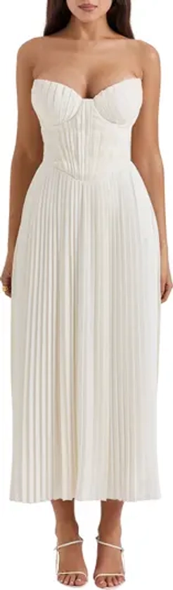 HOUSE OF CB Amorata Strapless Pleated Georgette Cocktail Dress | Nordstrom