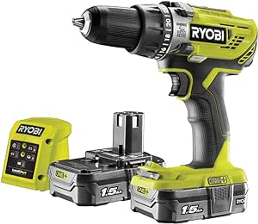 Ryobi R18PD3-215GZ 18 V ONE+ Cordless Combi Drill Starter Kit (2 x 1.5 Ah), Hyper Green : Amazon.co.uk: DIY & Tools