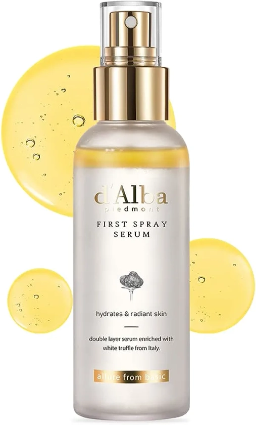 d'alba Italian White Truffle First Spray Serum, Vegan Skincare, Hydrating Facial Mist for Dry and Sensitive Skin, Glow Mist, Surfactant Free, Multifunctional Spray