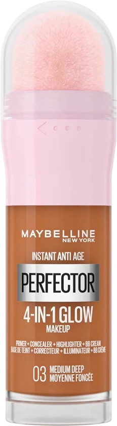 Maybelline New-York - Perfecteur de Teint Illuminateur 4-en-1 - Base/Correcteur/BB Crème/Enlumineur - Fond de Teint Instant Glow Perfector 4-in-1 - Teinte : Medium Deep (03) - 20 ml