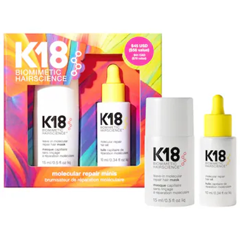 Mini Molecular Repair Hair Mask & Oil Value Set - K18 Biomimetic Hairscience | Sephora