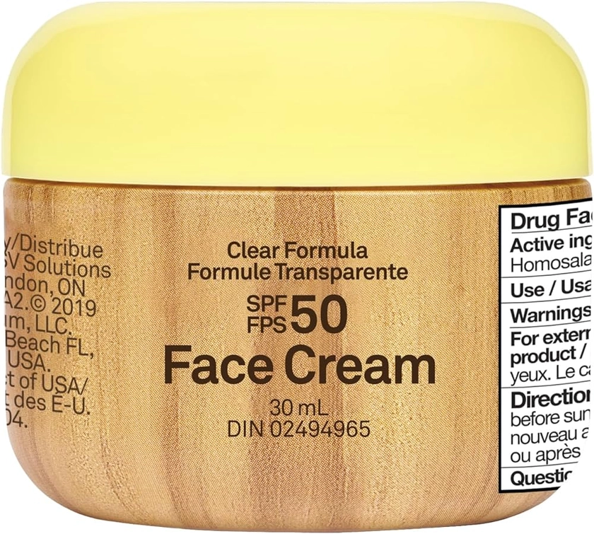 Sun Bum Clear Zinc Oxide Face Cream, SPF 50, 30 mL Jar, 1 Count, Broad Spectrum UVA/UVB Protection, Paraben Free, Gluten Free, Oil Free