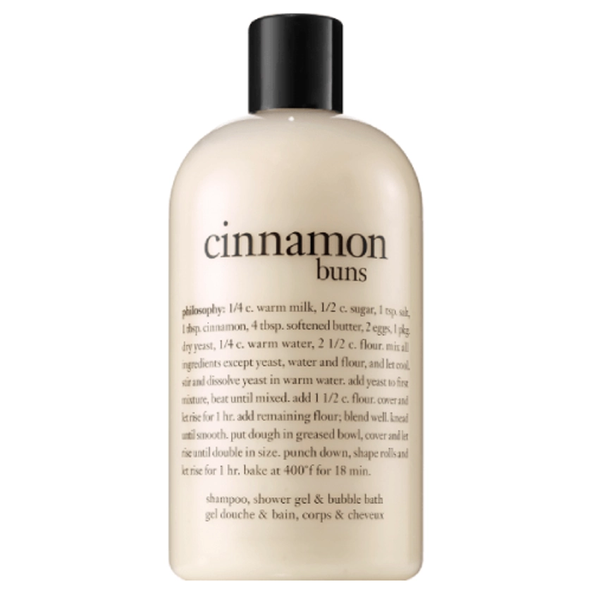 philosophy cinnamon buns shampoo, shower gel & bubble bath