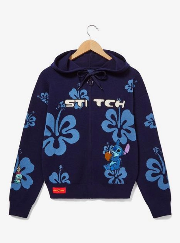 Her Universe Disney Lilo & Stitch Hibiscus Flower Stitch Knit Zippered Hoodie - BoxLunch Exclusive | BoxLunch