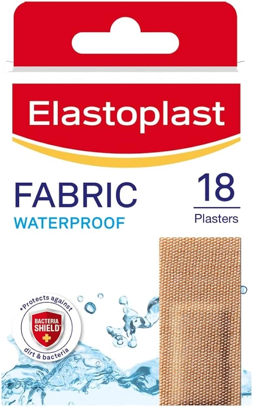Elastoplast 18 Waterproof Fabric Plaster Strips (18 Plasters), Large Pack of Fabric Plasters, Breathable Plasters, Plasters Waterproof : Amazon.co.uk: Health & Personal Care