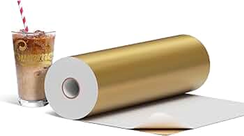 IROHTV Gold Permanent Vinyl, 12" x 50 FT Gold Vinyl Roll for Cricut, Silhouette All Cutting Machines, Adhesive Halloween Vinyl for Craft Wall Stickers Scrapbooking Car Decals Signs, Golden