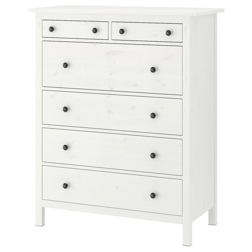 HEMNES Chest of 6 drawers - white stain 108x131 cm