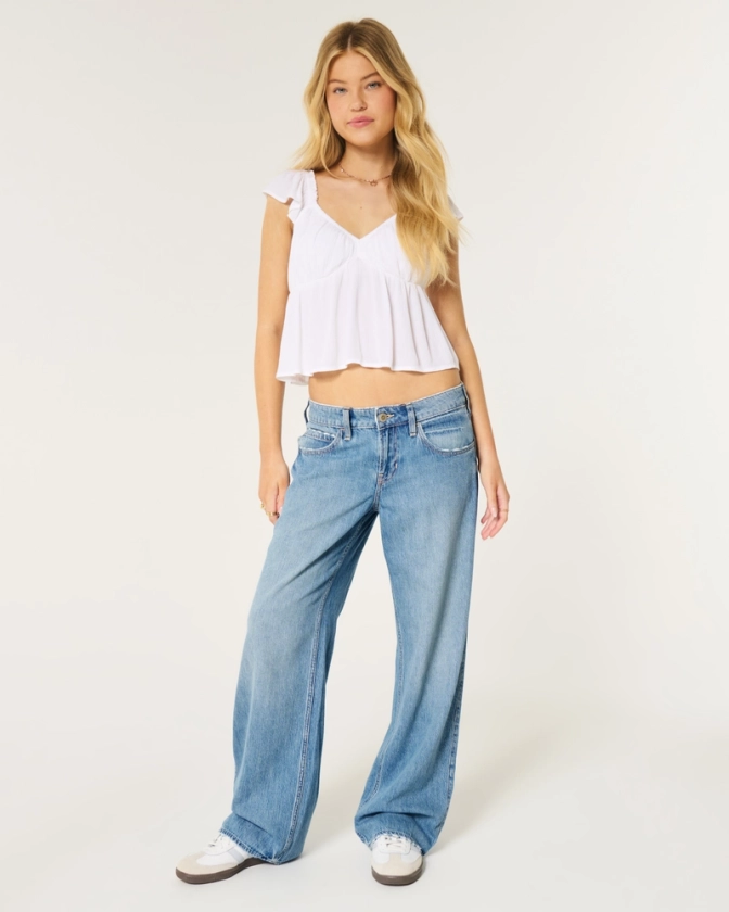 Women's Low-Rise Lightweight Medium Wash Baggy Jeans | Women's Sale | HollisterCo.com