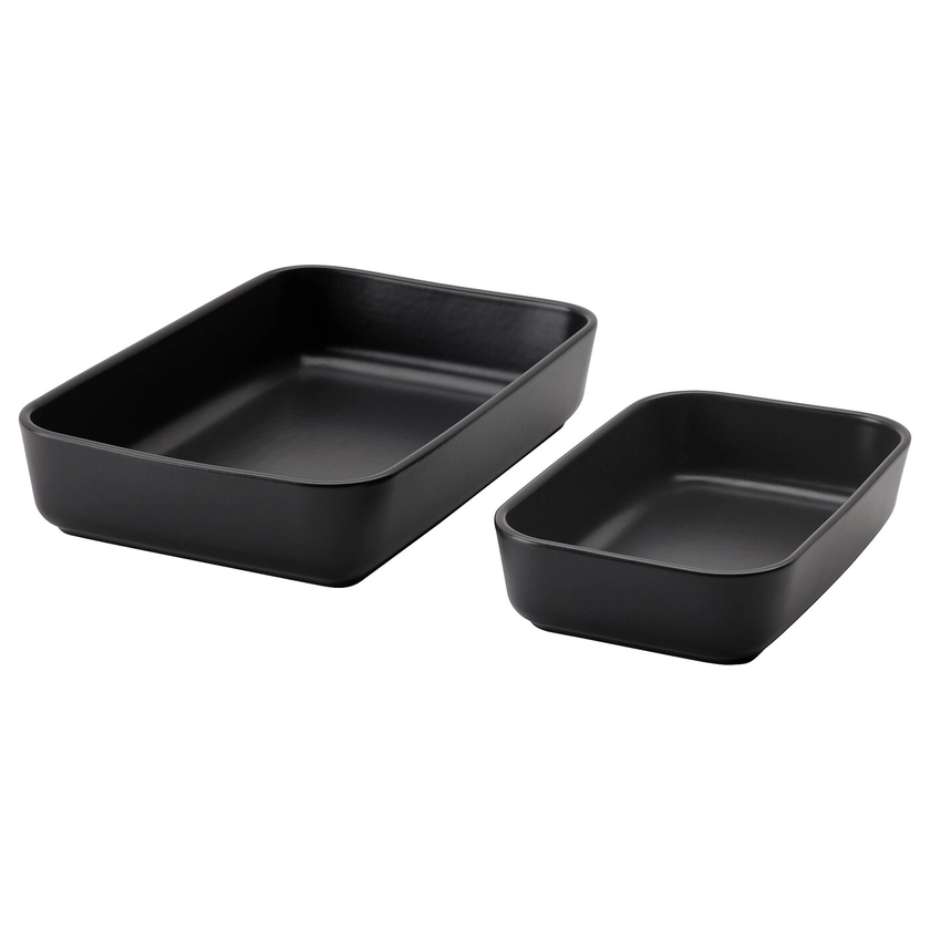 LYCKAD Plat à four/service lot de 2 - gris foncé