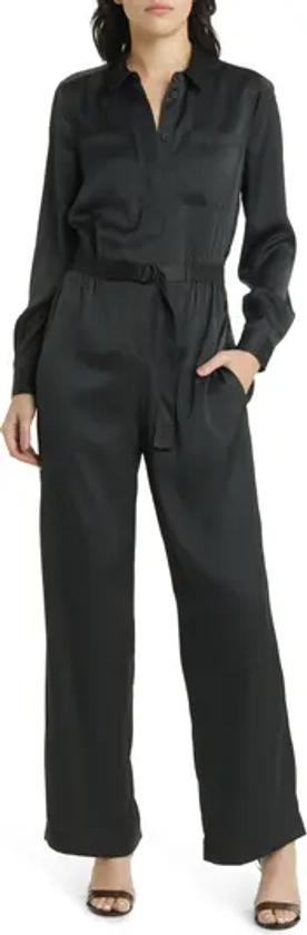 French Connection Enid Long Sleeve Satin Jumpsuit | Nordstrom