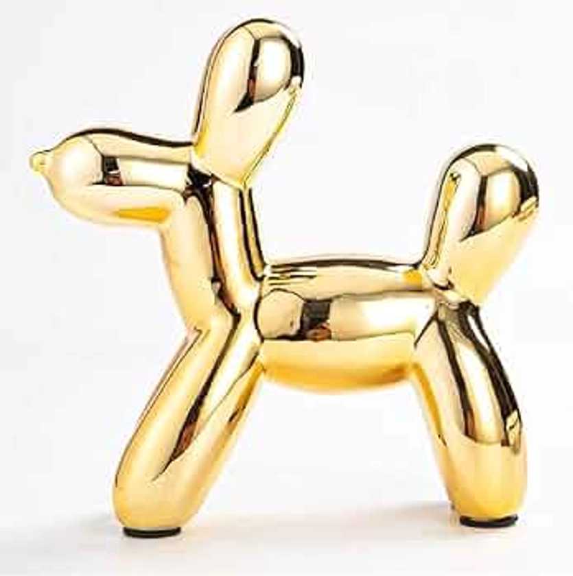 Gold Living Room Decor, Dog Sculpture Gold Decor for Bedroom, Ceramic Coffee Table Decorations for Living Room, Decorative Objects for Shelves, Statues for Home Decor