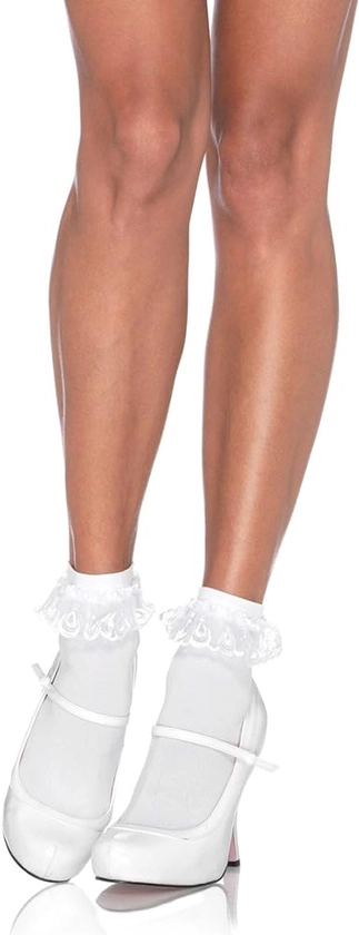 Leg Avenue Women's Lace Ruffle Nylon Anklet Socks