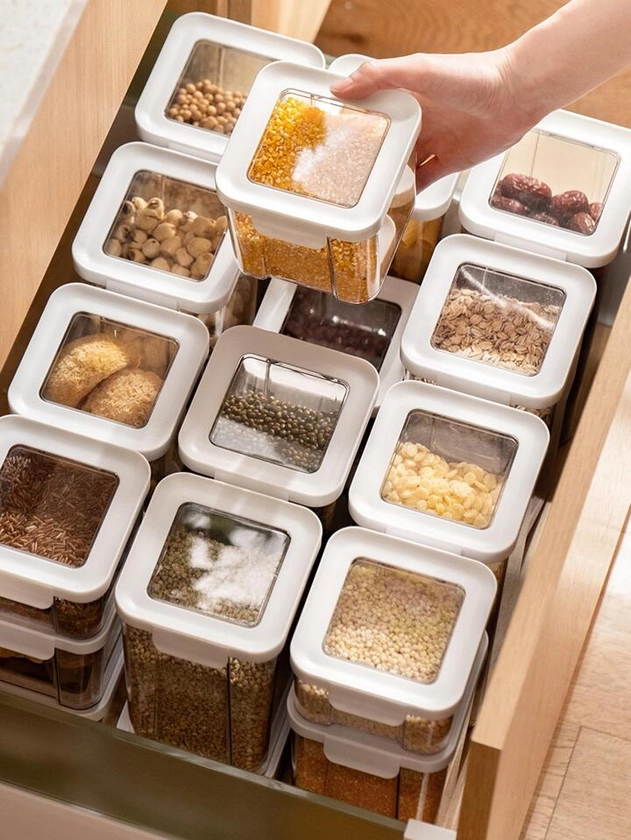 Recipientes de almacenamiento de alimentos herméticos, 1 pieza de recipientes de plástico para cereales con tapas de cierre fácil, para la organización y el almacenamiento de despensa de la cocina
