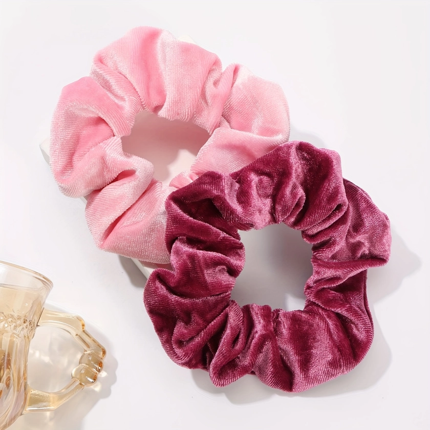 Solid Color Vintage Hair Elastics Scrunchies Velvet - Temu