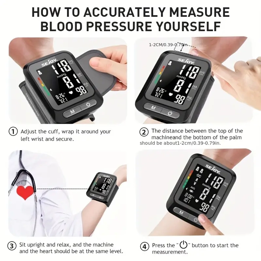 Blood Pressure Machine Wrist Automatic Digital Bp Monitor - Temu