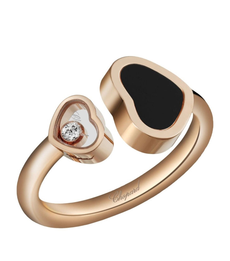 Chopard Rose Gold and Diamond Happy Hearts Ring | Harrods DK