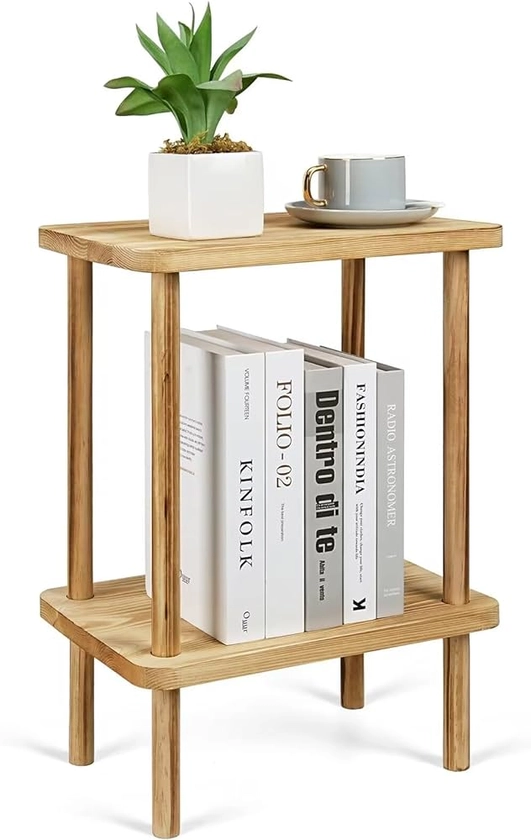 VIEWALL Table D'appoint en Bois à 2 étages avec étagère de Rangement,Table de Chevet, Petite Table Basse pour Salon,Chambre, Balcon,Bureau,Assemblage sans Outils : Amazon.fr: Cuisine et Maison