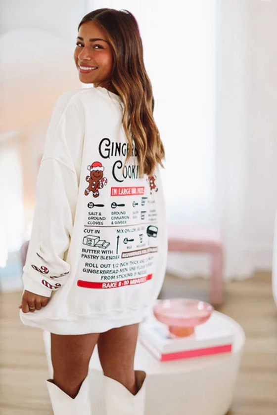 Gingerbread Recipe Christmas Sweatshirt - Ivory