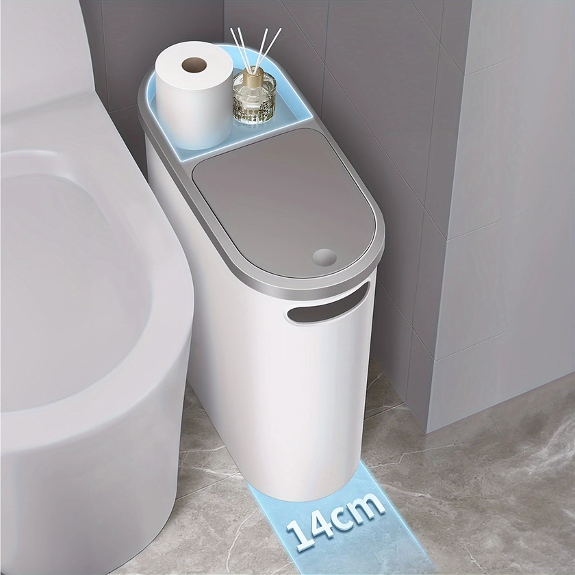 Bathroom Trash Compact Durable Plastic Wastebasket Built in - Temu