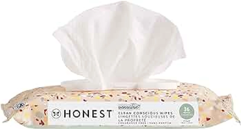 The Honest Company Clean Conscious Unscented Wipes | Over 99% Water, Compostable, Plant-Based, Baby Wipes | Hypoallergenic for Sensitive Skin, EWG Verified | Terrazzo, 36 Count