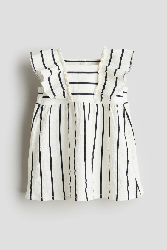 Textured jersey dress - Square neckline - Sleeveless - White/Blue striped - Kids | H&M GB