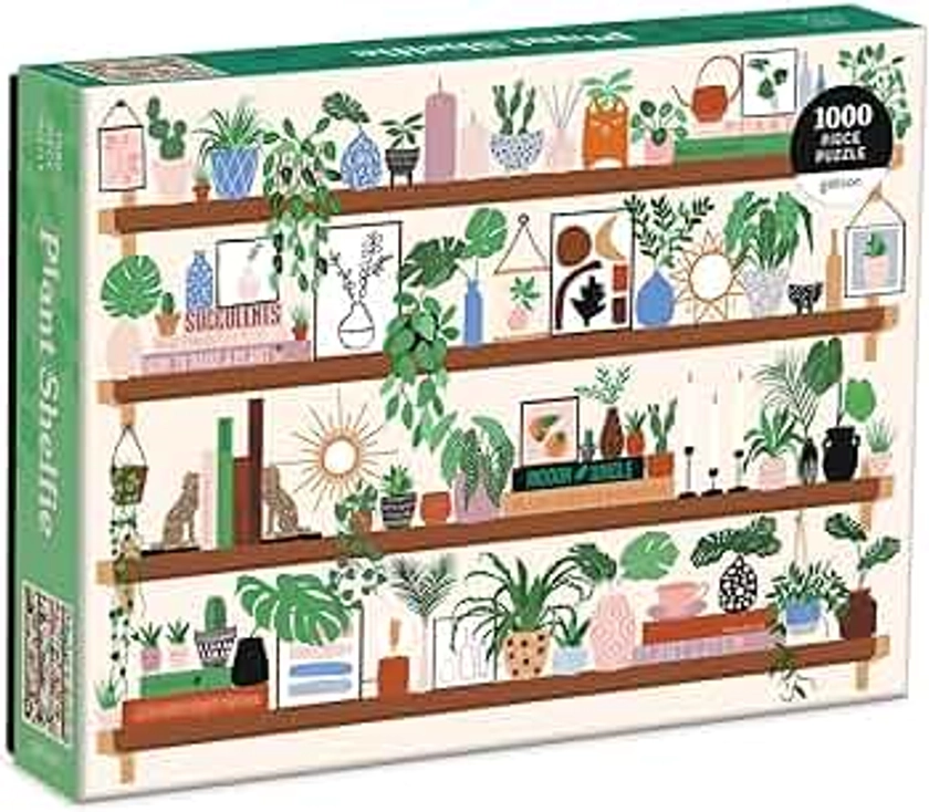Galison Plant Shelfie 1000 Piece Puzzle from Galison - Featuring Beautiful Illustrations of Houseplants, Books and Knickknacks, 27" x 20", Fun & Challenging, for The Botanical Lover in Your Life