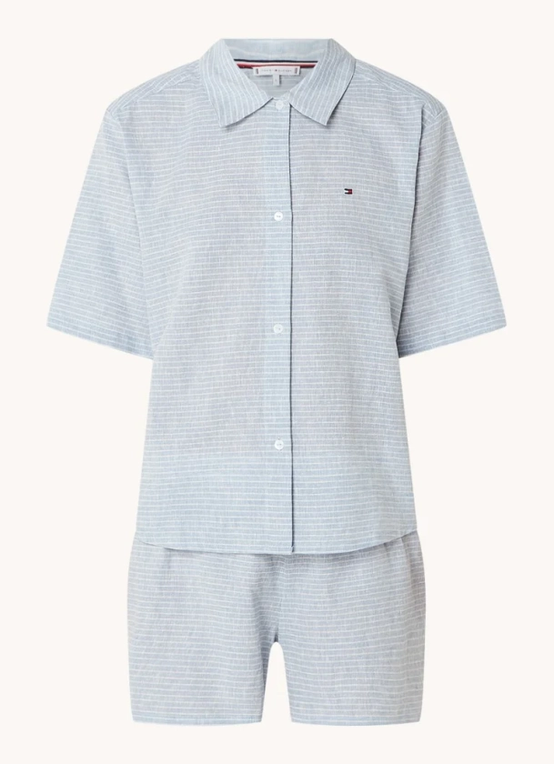 Tommy Hilfiger Pyjamaset in linnenblend met streepprint • Blauwgrijs • deBijenkorf.be