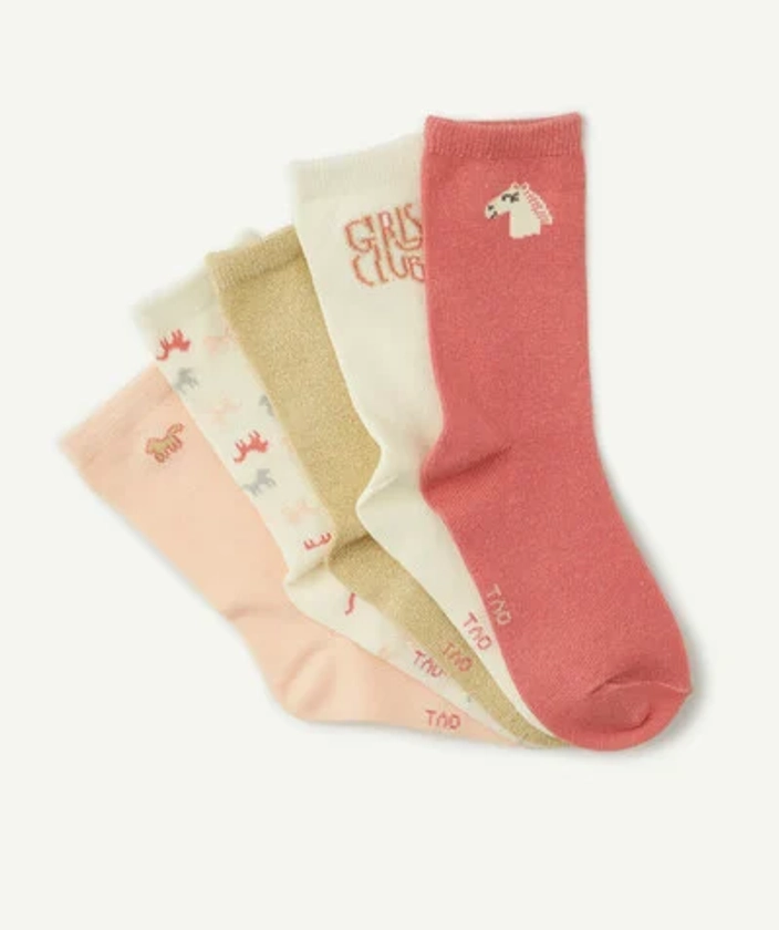 Le lot de 5 chaussettes nuancées rose animé chevaux - rosette | TAO Kids by Tape à l'œil