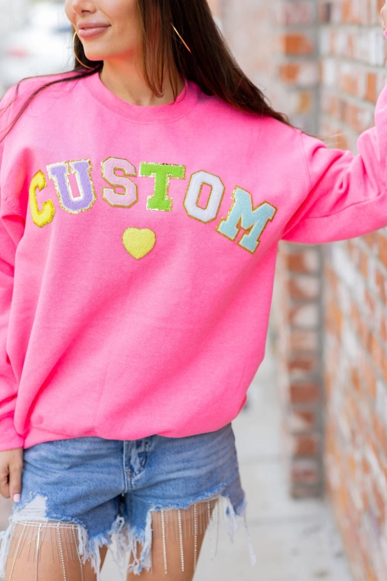 CUSTOM Chenille Patch Sweatshirt, Personalized Chenille Patch Shirt, Customized Varsity Glitter Letter Shirt - Etsy