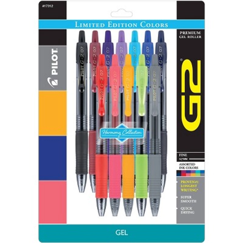 Pilot 12pk G2 Limited Edition Harmony Collection Gel Pens Fine Point 0.7mm Assorted Inks
