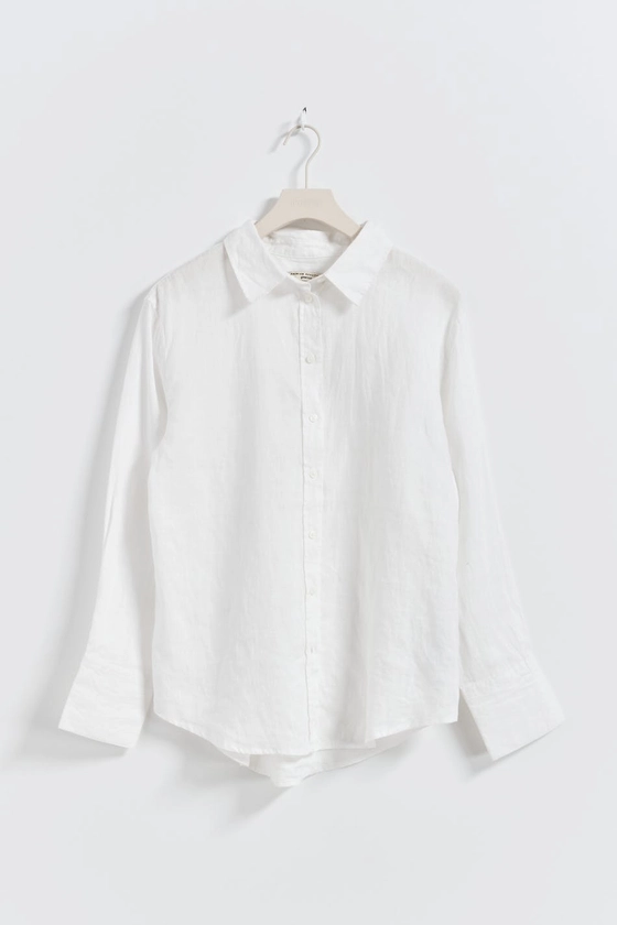 Linen shirt - White - Women - Gina Tricot