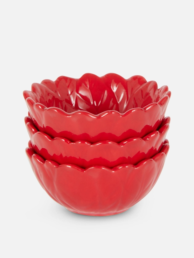 3pk Poinsettia Flower Pinch Bowls