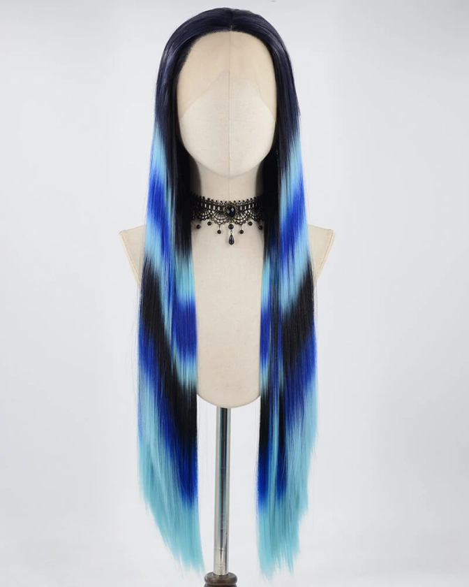 Black Ombre Blue Synthetic Lace Front Wig WW579 – Weekendwigs
