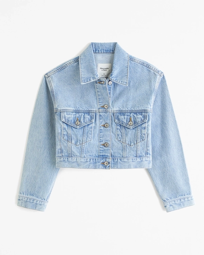 Femme Veste camionneur en jean coupe courte | Femme Vestes et manteaux | Abercrombie.com