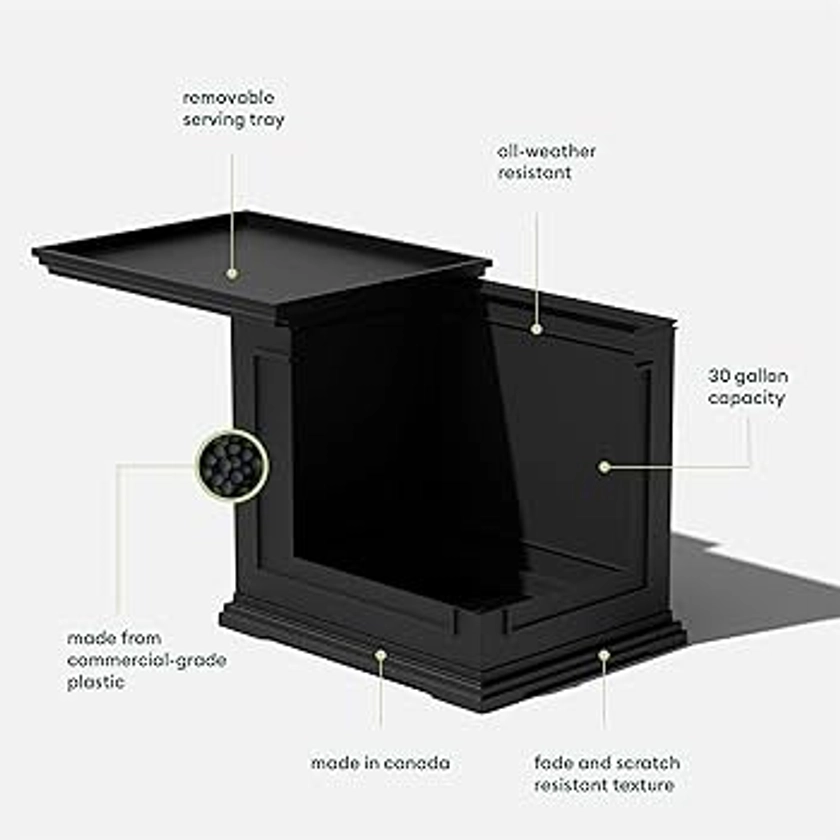 Veradek Brixton Tray Table - 2-in-1 Outdoor Side Table with Storage and Tray for Patio/Porch | Durable All-Weather Resistant | Classic & Functional