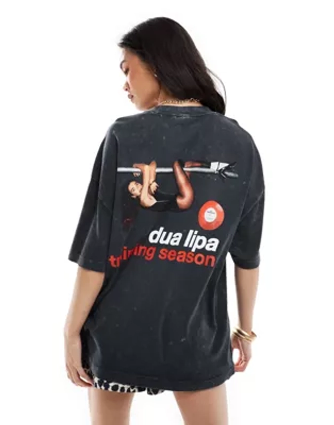 ASOS DESIGN - T-shirt coupe boyfriend avec motif Dua Lipa sous licence au dos - Anthracite délavé | ASOS
