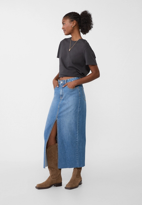 Long denim comfortable skirt - Women's fashion | Stradivarius United Kingdom