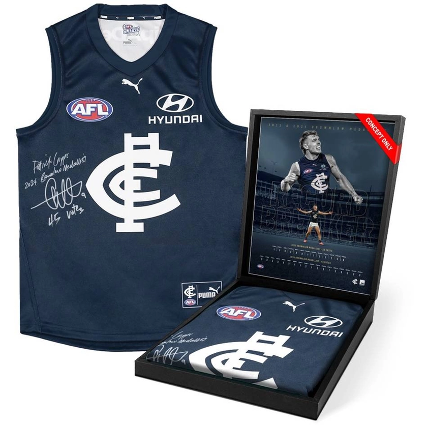 Patrick Cripps 2024 Boxed Brownlow Medal Signed Guernsey - Authentic Autographs & Events Australia