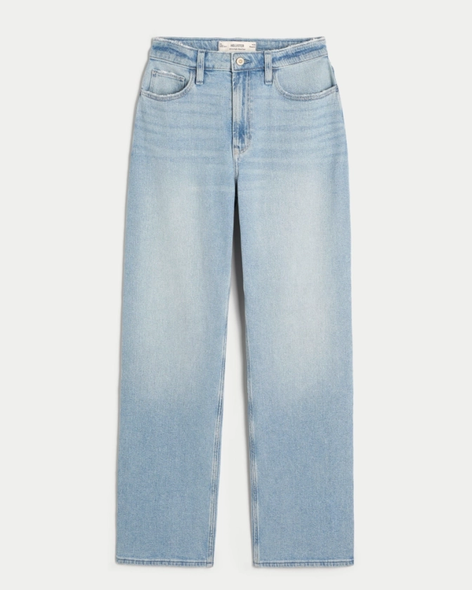 Women's Ultra High-Rise Medium Wash Dad Jeans | Women's Bottoms | HollisterCo.com