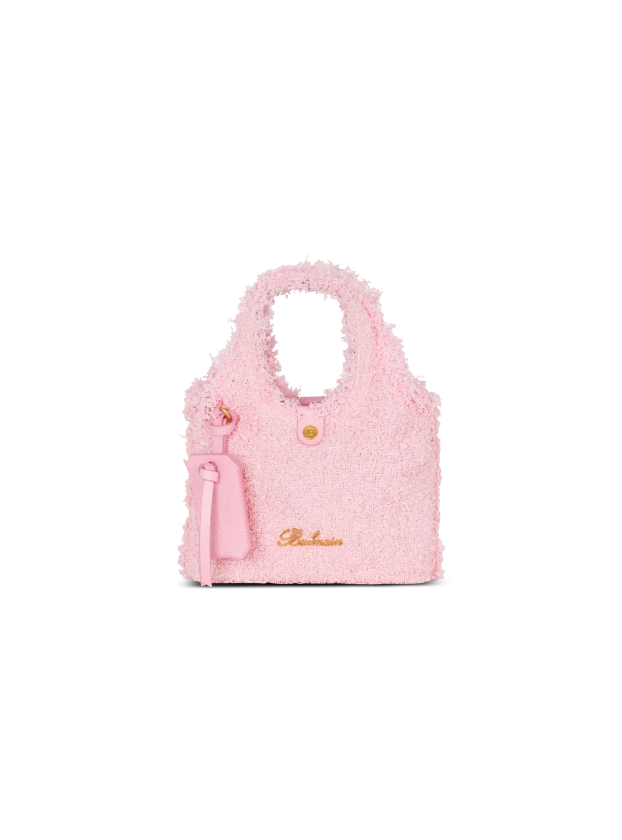 Mini Grocery Bag B-Army en tweed rose - Femme | BALMAIN