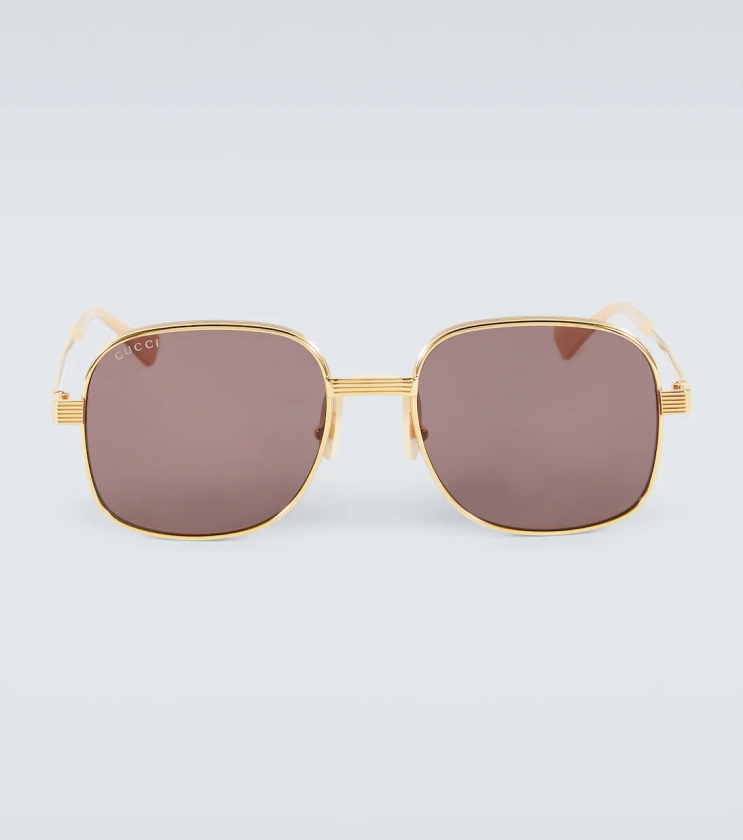 Lunettes de soleil carrées en doré – Gucci | Mytheresa