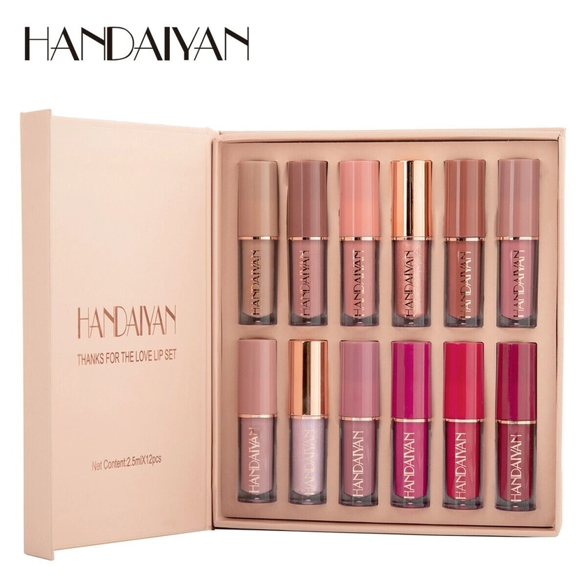 HANDAIYAN 12Pc/Set Long Lasting Lip Gloss Beauty Glazed Matte Liquid Lipstick