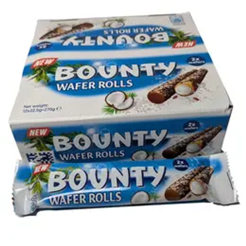 Bounty Wafer Rolls ( pack of 12) Creamy Crispy Coconut Rolls Snack chocolate