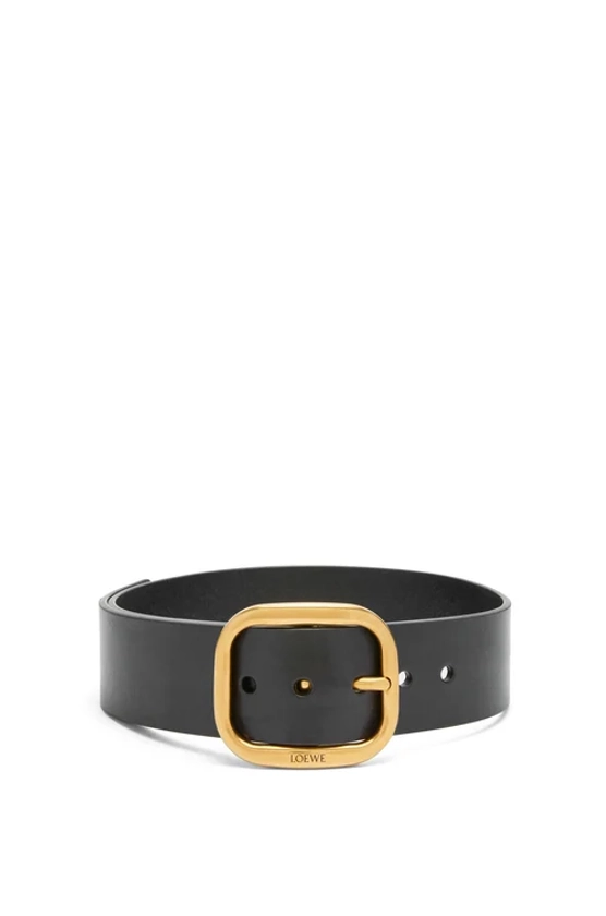 Ceinture Rounded Soft en cuir de veau classique Noir/Laiton Vintage - LOEWE