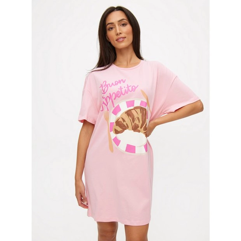 Buy Pink Croissant Print Nightdress XXL | Nightdresses | Tu